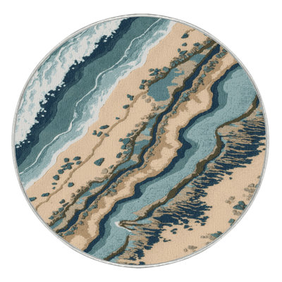 Washable Atlantic Shoreline Coastal Area Rug