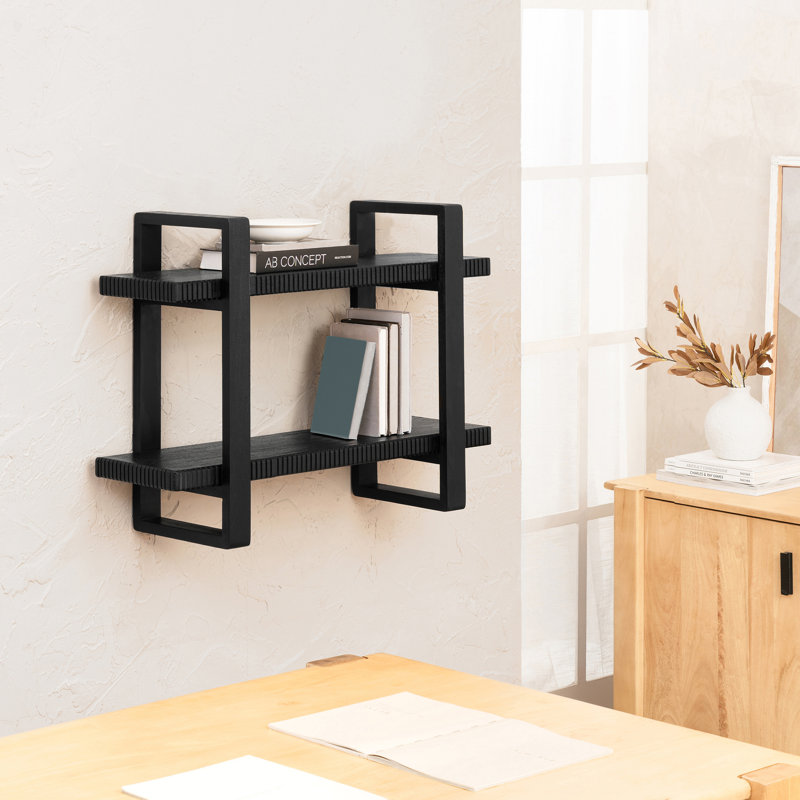 Tablettes murales en bois massif Urbana, Noir