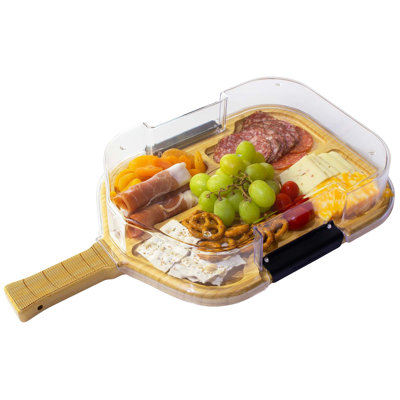 Planche de charcuterie en bambou réversible avec couvercle verrouillable Flip, Serve & Store