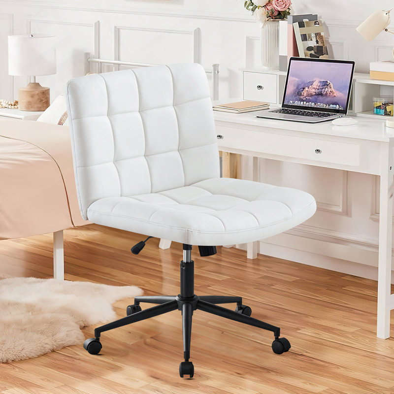 Chaise de bureau pivotante Deondrae, Cuir, White