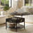 27"W Lift-Top Wood Coffee Table, Small Round Cocktail Table with Storage and Hidden Compartment for Living Room