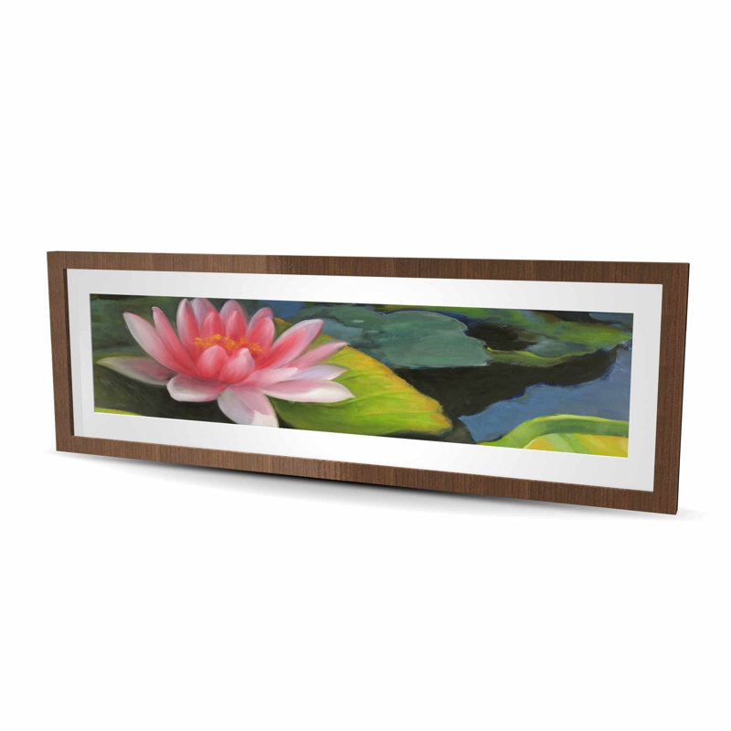 Nymphéas et fleurs de lotus - reproduction encadrée, H 48 po x l 16 po, Brun