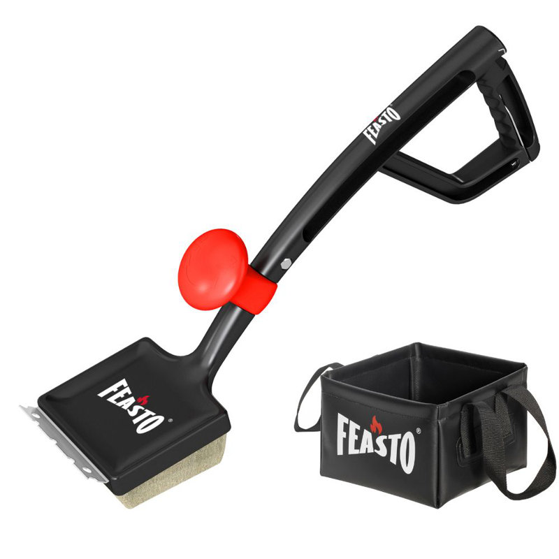 Nettoyage de brosse de barbecue avec seau d'eau pliable Feasto