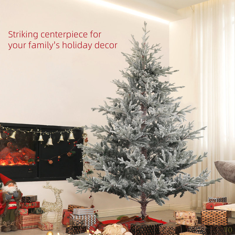 Arbre de Noël artificiel pin 6 pi avec 795 pointes enneigées, support en métal pliable, assemblage facile, arbre de Noël à charnières pour les fêtes à la maison