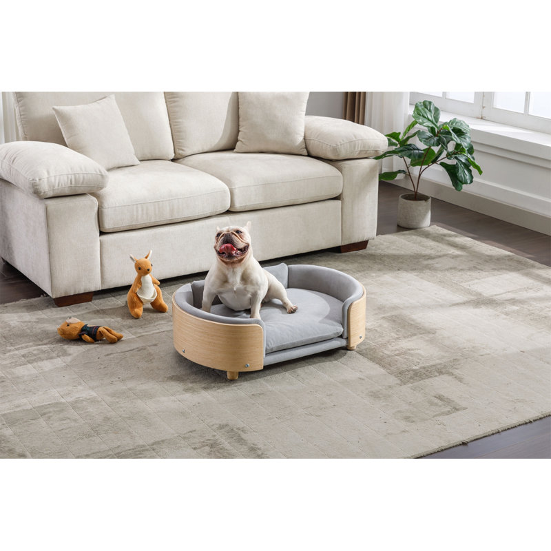 Canapé pour chien de style scandinave, Moyen (H 9,85 po x l 30,7 po x P 20,08 po), Gris clair / naturel