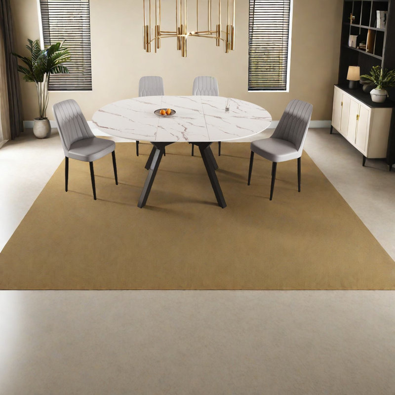Ensembles de tables de salle à manger extensibles modernes avec panneau de fibres à densité moyenne et métal, idéal pour la cuisine et la maison