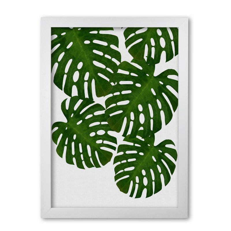 Monstera Leaf I - Print, White Grain Frame, 30 cm H x 21 cm W x 5 cm D