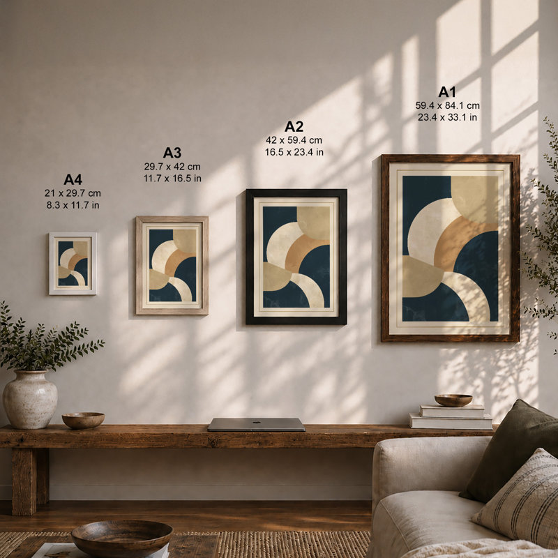 Curved Forms In Motion Minimalist - Print, Unframed, A4 - 29.7 x 21.0 cm