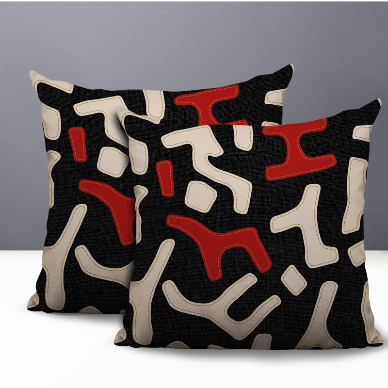 Coussin intérieur / extérieur 2 ensembles Mai, Rouge, 16 x 16