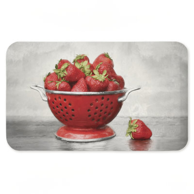 Tapis de sol anti-fatigue Colander of Fresh Cherries, design par Lori Deiter, 30 po x 18 po