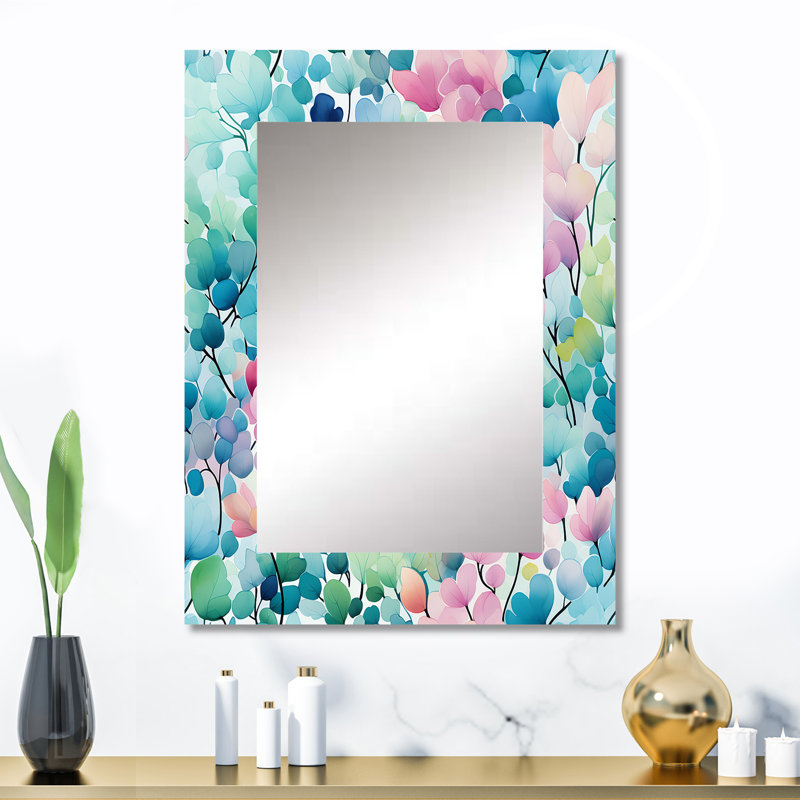 Hastin - Pink Modern Wall Mirror, 32 po x 24 po