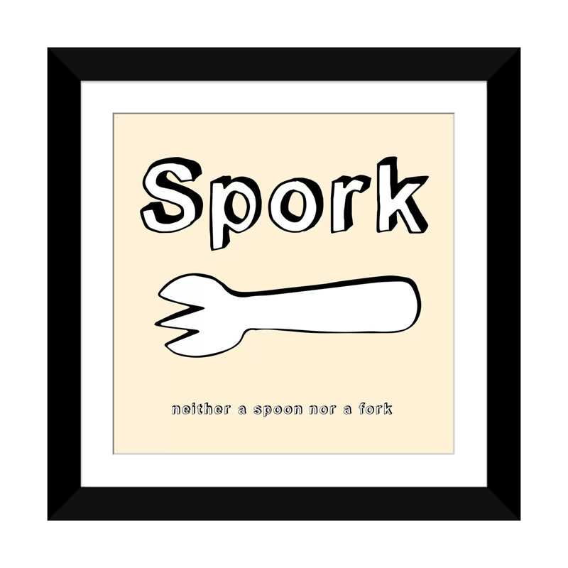 Art encadré «Enamul Kitchen Spork (Ni ni une cuillère ni une fourchette)», H 24 po x l 24 po x P 1 po, Blanc