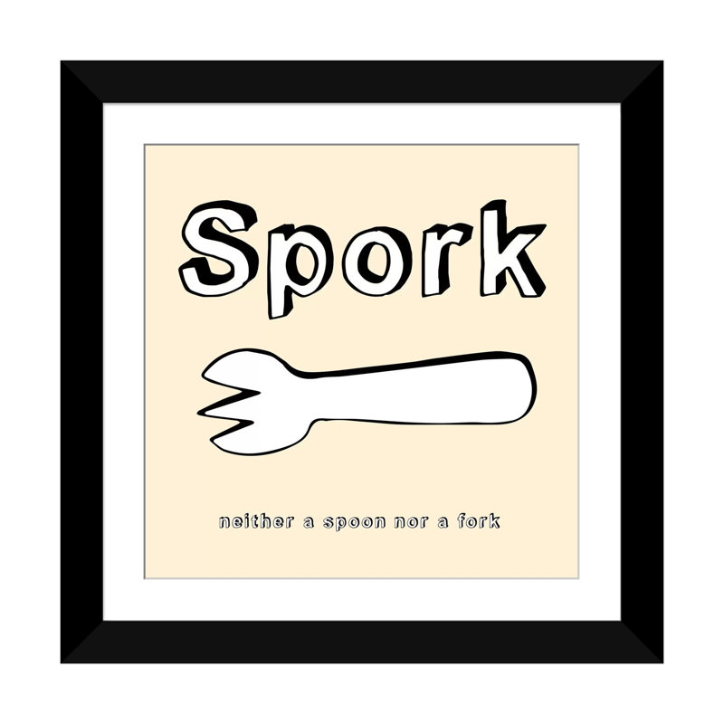 Art encadré «Enamul Kitchen Spork (Ni ni une cuillère ni une fourchette)», H 24 po x l 24 po x P 1 po, Blanc