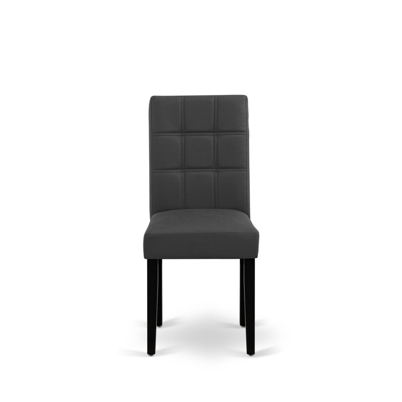 Amelius Parsons Chairs Set of 2 - Dark Gray Polyester Fabric Upholstered Seat and Dark Gray Polyester Fabric Chair Back - Black Finish, SET OF 2