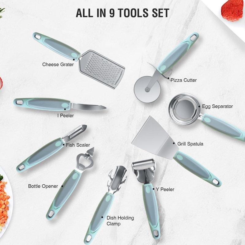 9 Pcs Stainless Steel Kitchen Gadget Set