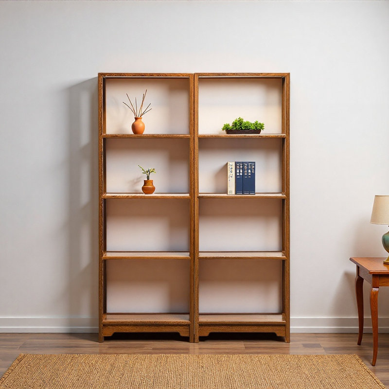 Nouvelle bibliothèque de style rétro chinois, (3 tablettes) H 70,1 po x l 50,4 po x P 12,6 po