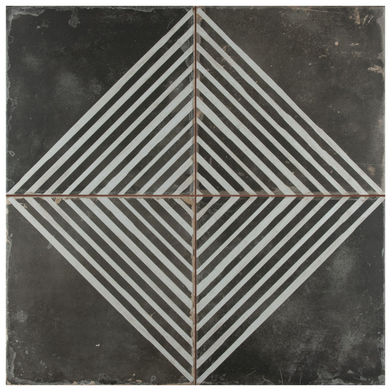 Carrelage mural en céramique 18 po x 18 po Merola Tile Kings Rombos Night