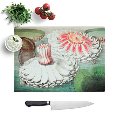 Tempered Glass Blooming Water Lily Chopping Board
