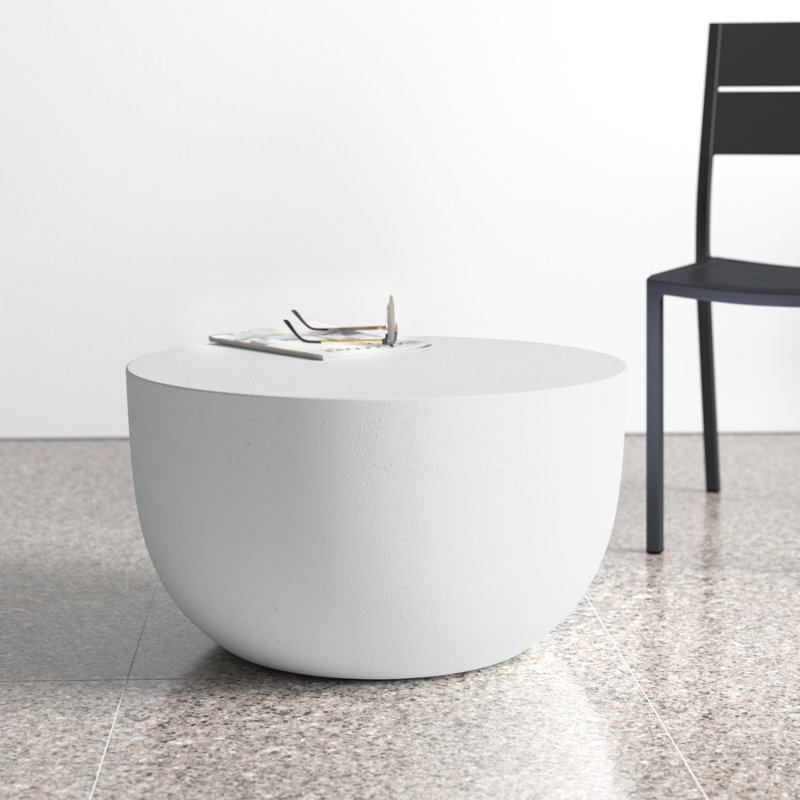 Table d'appoint ronde en aluminium Eponine, Blanc mat