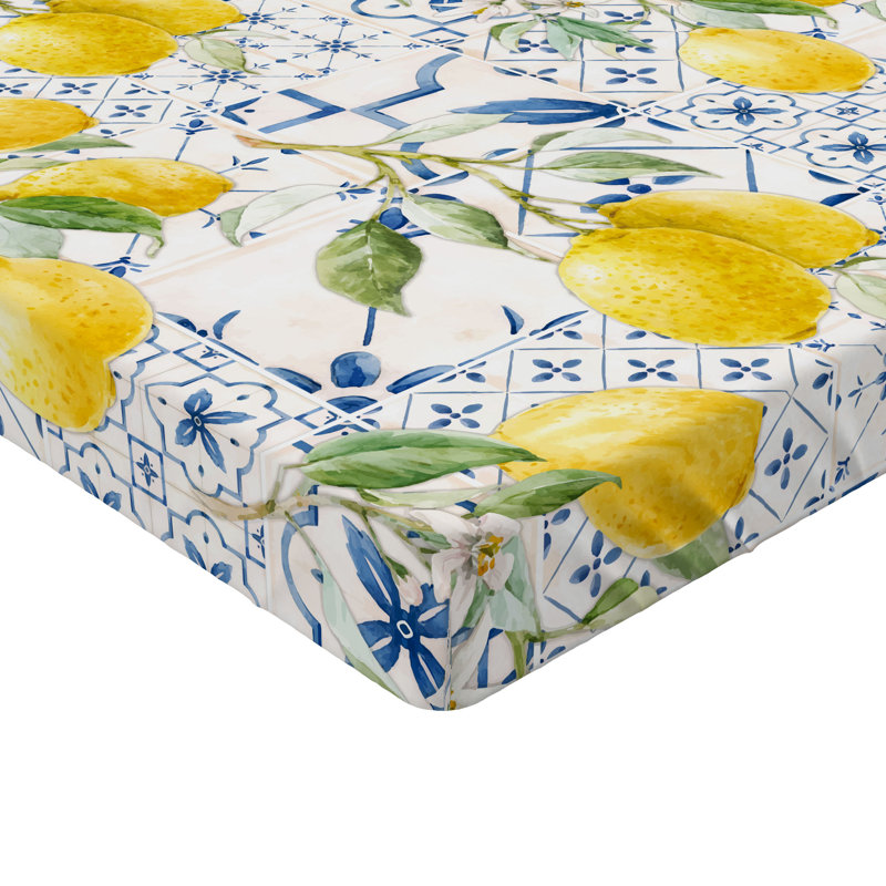 Drap-housse Ambesonne citron citron scène de jardin floral moutarde vert paon