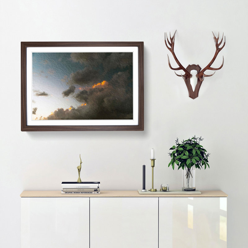Sunk Kissed Clouds - Picture Frame Painting Print, 36cm H x 48cm W x 2cm D, Walnut Framed