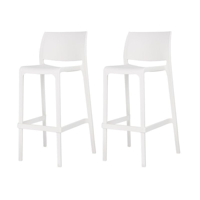 Sensilla Stackable Low Back Bar Stool, White