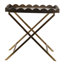 Table-plateau brune avec base blanche et en fer, 15,7 pouces de large, pour une décoration intérieure de 24 po de hauteur avec base décorative pour hall d'entrée