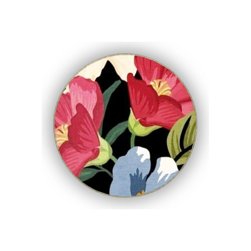 Black Themed Mixed Flowers Rose Patterned Creative Modern Decorative Carpet, Rectangle 4' x 5'11"