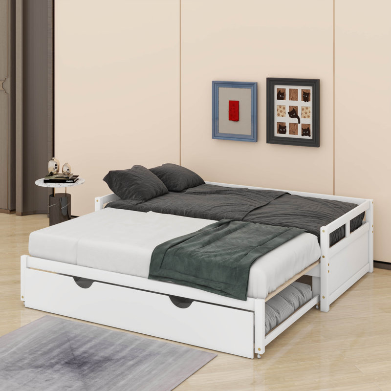 Twin Size Extending Daybed With Trundle, White