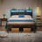 Metal Platform Bed Frame With Adjustable Upholstered Headboard And Charging Station-1104004778-1076278327