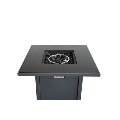 25'' H 30'' W Steel Outdoor Fireplace Table With Lid Cover, 40000 , 8 Hr Burn, Push-Button Ignite, Gray Modern Design Fire Pit Expandable Lid, Output, 8-Hour Burn Time, Ignition, Look