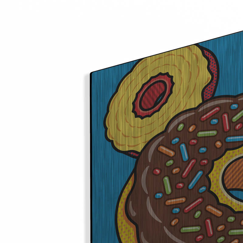 Art mural en métal luxueux «Donuts On Blue» par Ron Magnes, 24 po x 24 po