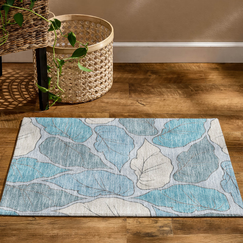 Tapis botanique de qualité supérieure lavable à la machine Mayfield AMF2348, Teal, 1 pi 8 po x 2 pi 6 po
