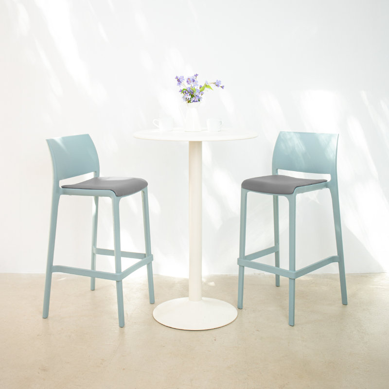 Tabouret de bar Sensilla, Bleu pastel, Tabouret de bar (hauteur d'assise de 29,5 po)