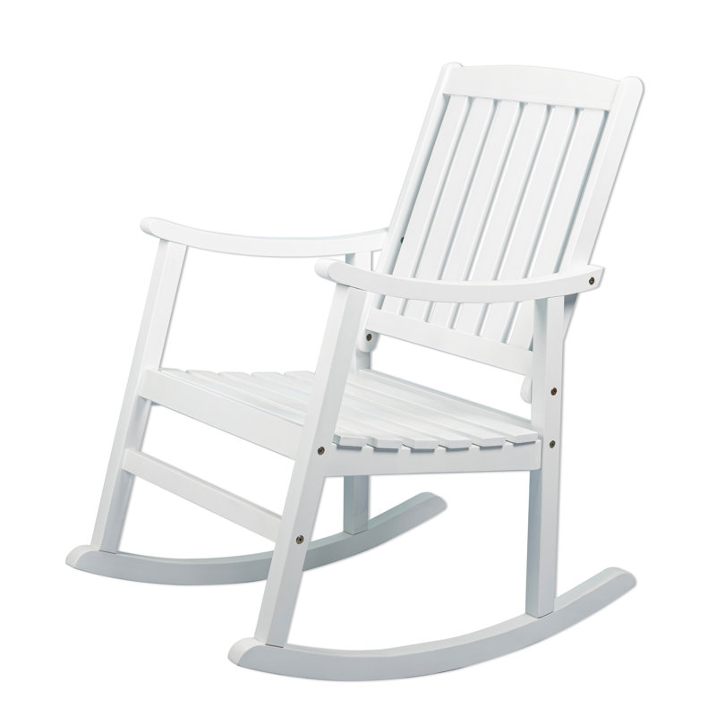 Chaise berçante en bois massif Armany Nesta, Blanc