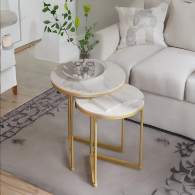 Paineville Set Of 2 Round Nesting Tables With Triangular Base