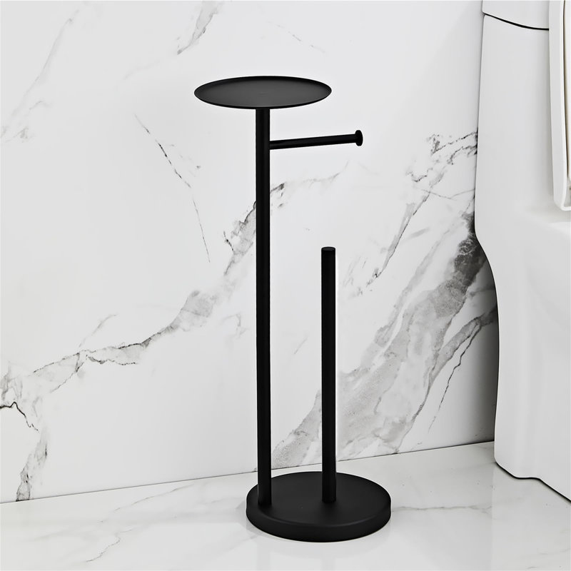 Free Standing Toilet Paper Holder, Matte Black