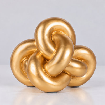 Resin Gold Knot Organic Modern Indoor Sculpture