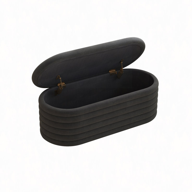 Rangement rembourré noir de 40 pouces - Banc en tissu pour la chambre à coucher, le salon, rehaussant l'apparence de la pièce