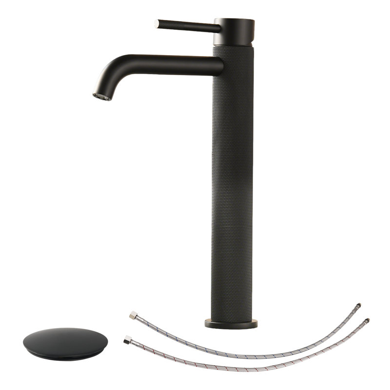 Robinet de salle de bain à poignée simple Topcraft avec bonde escamotable, Noir mat