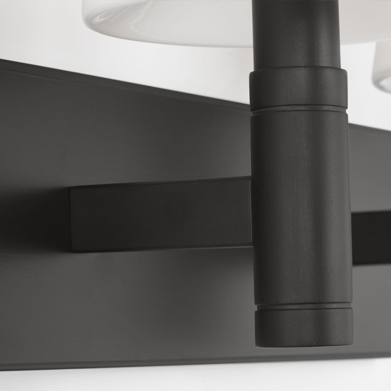 Thomas O'Brien Beckham Classic Bathroom Bedroom Wall Fixture In Aged Iron Finish With Milk Shade, 10.375" H x 13.25" W x 7" D