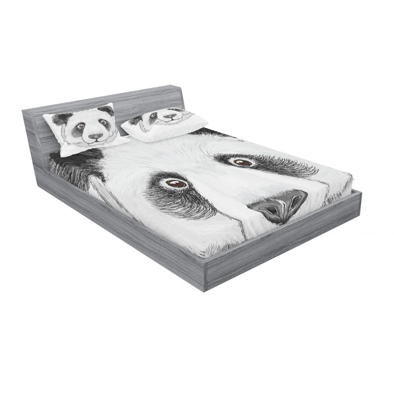 Ensemble de draps Panda Fluffy Fat, Ensemble de draps pour lit double avec un drap-hou