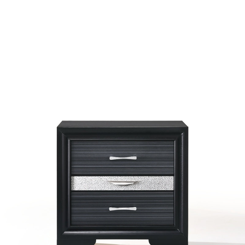 Naima Black Finish Nightstand, Black
