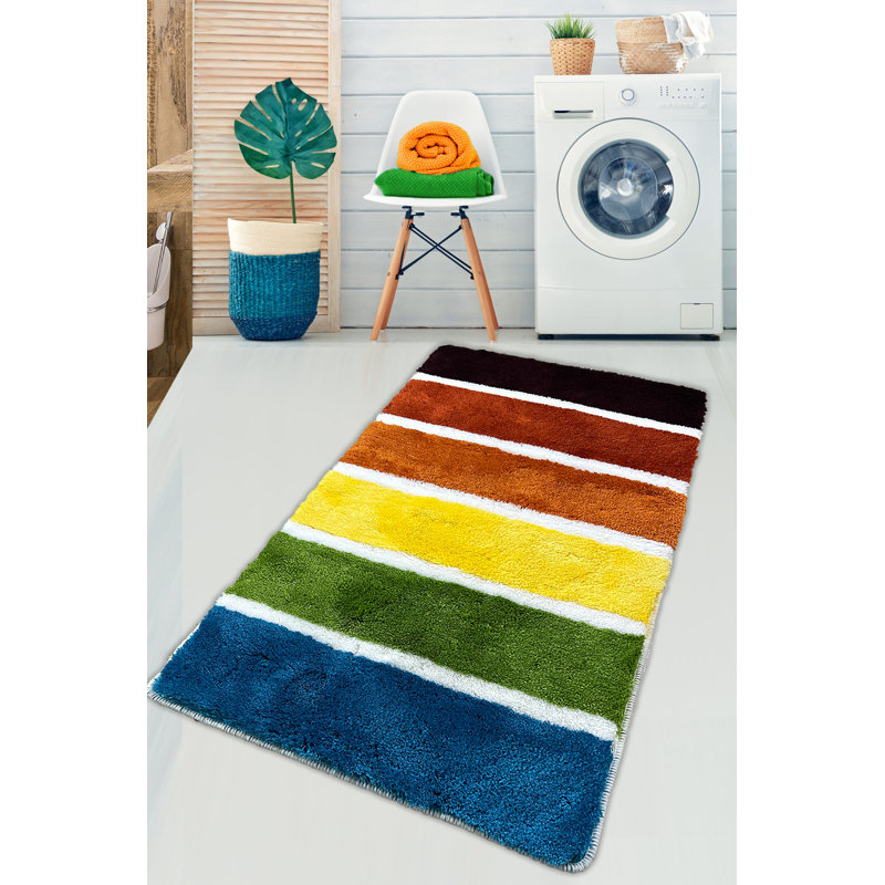 Tapis de bain en acrylique fait à la main de qualité supérieure, 28 po x 47 po | 100% acrylique antibactérien, hauteur des poils: 0,7 à 1,2 po | Lavable à la machine à 30 ° C, durable et doux | Idéal pour le confort et la sécurité de la salle de bain, facile d'entretien