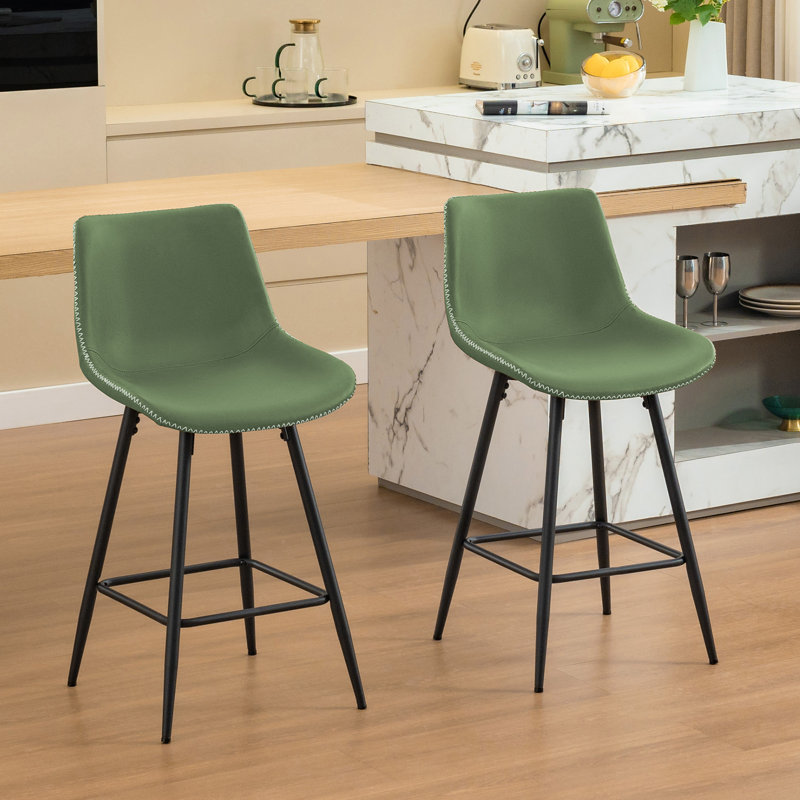 Tabouret de comptoir moderne en similicuir, Tabouret de comptoir (siège d'une hauteur de 24 p, 2, Vert