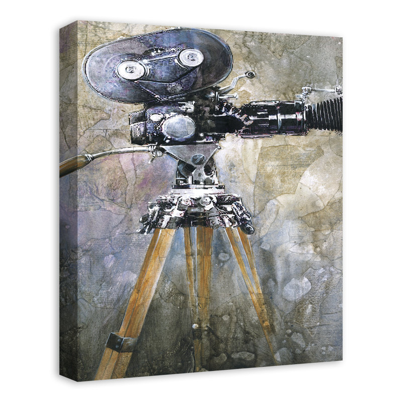 Caméra, peinture sur toile, H 20 po x l 16 po x P 1,25 po, Sans cadre