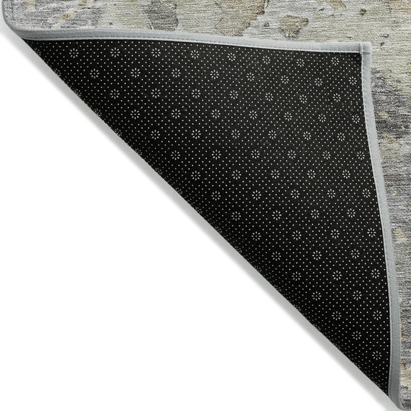Tapis intérieur gris lavable abstrait 5 pi x 8 pi
