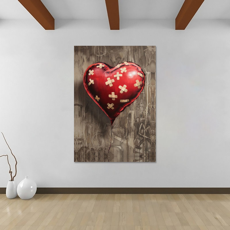 Banksy Band Aid Heart Balloon by Banksy - Wrapped Canvas Print, 20.5cm H x 30.5cm W x 3.8cm D
