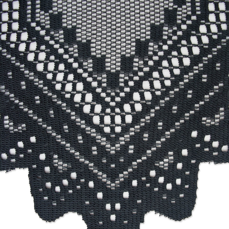 Mapleville Solid Color Lace Table Runner, Black, 72" L x 14" W