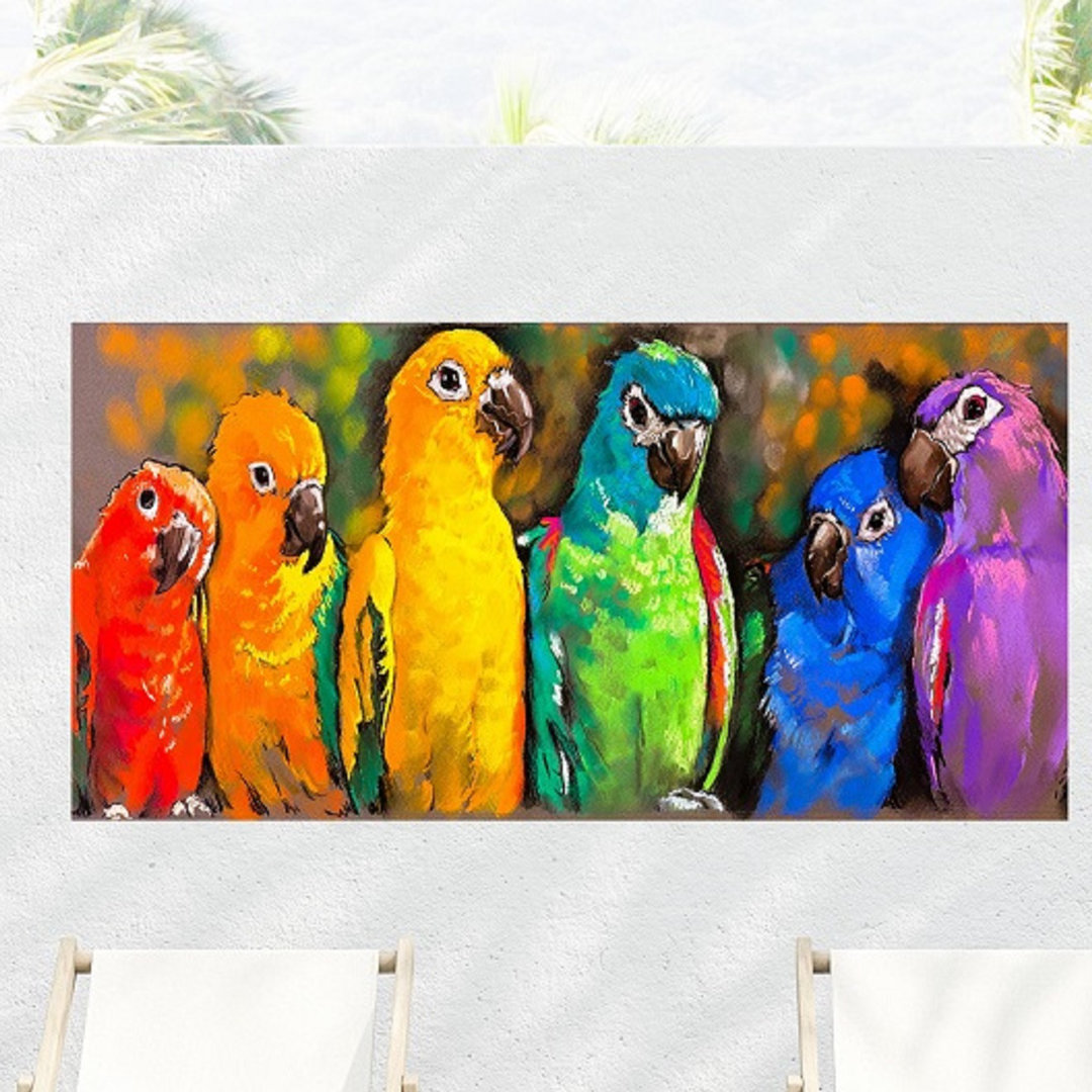 Burgan Pretty Parrots Outdoor Canvas Art Bayou Breeze